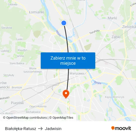 Białołęka - Ratusz to Jadwisin map