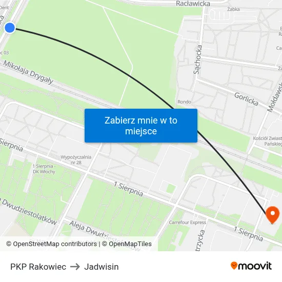 PKP Rakowiec to Jadwisin map