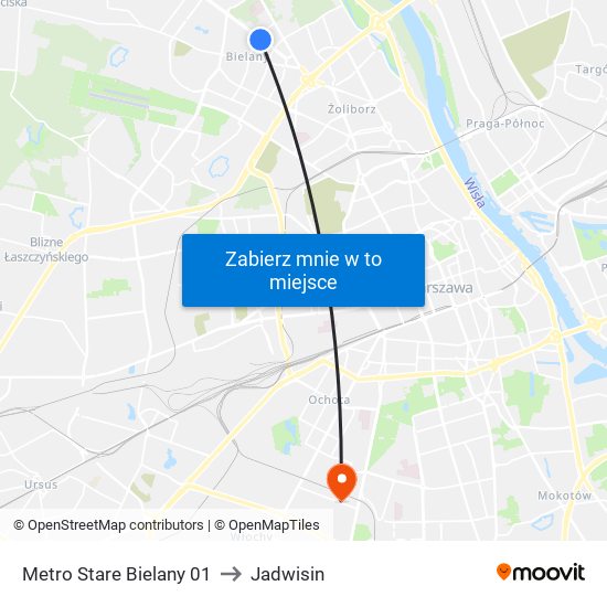 Metro Stare Bielany 01 to Jadwisin map