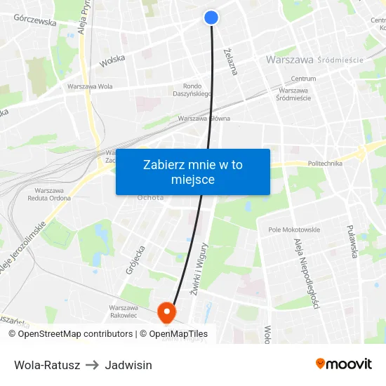 Wola - Ratusz to Jadwisin map