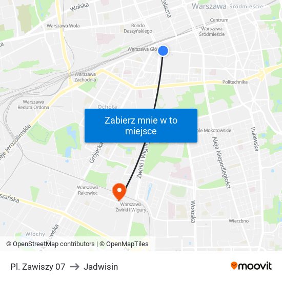 Pl. Zawiszy to Jadwisin map