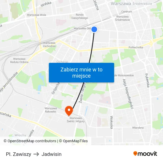 Pl. Zawiszy to Jadwisin map