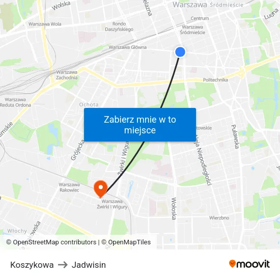 Koszykowa to Jadwisin map
