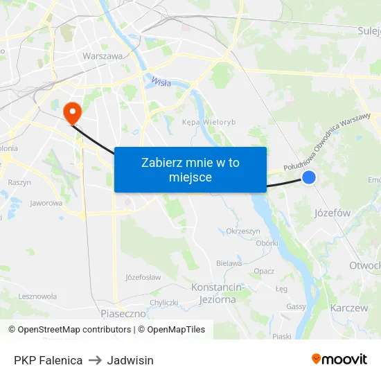 PKP Falenica to Jadwisin map