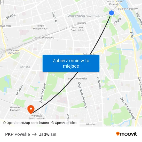 PKP Powiśle to Jadwisin map
