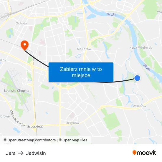 Jara to Jadwisin map