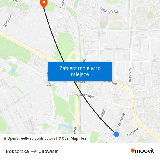 Bokserska to Jadwisin map
