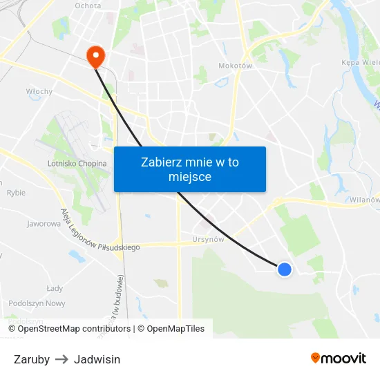 Zaruby to Jadwisin map