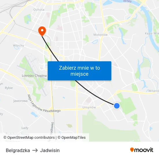Belgradzka to Jadwisin map
