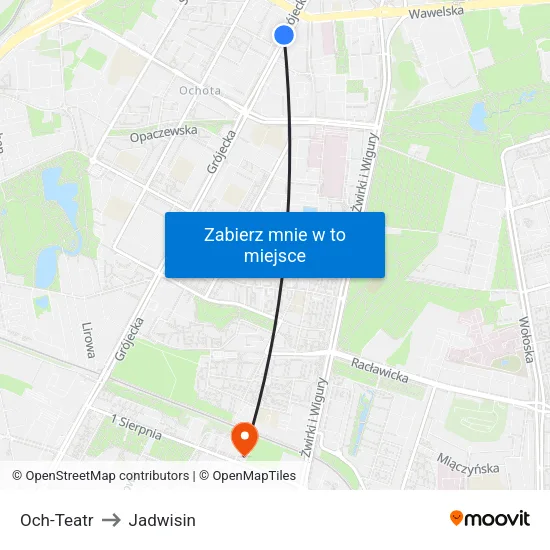 Och-Teatr to Jadwisin map