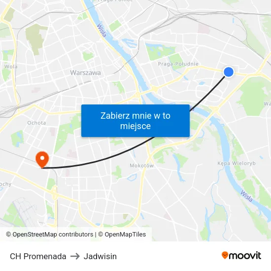 CH Promenada to Jadwisin map