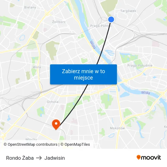 Rondo Żaba to Jadwisin map