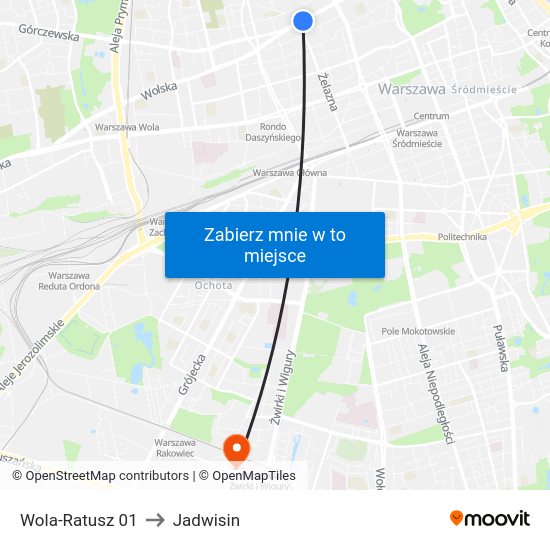 Wola-Ratusz to Jadwisin map