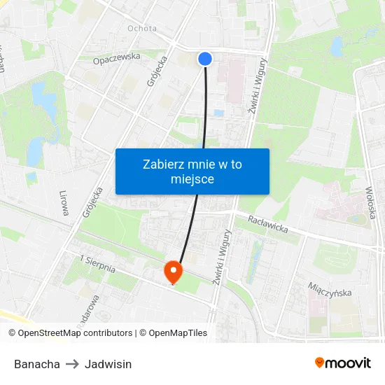 Banacha to Jadwisin map