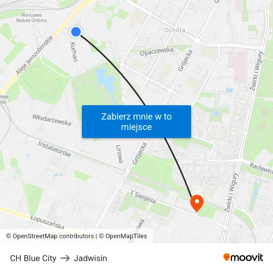 CH Blue City to Jadwisin map