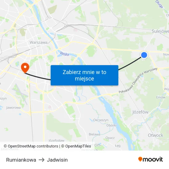 Rumiankowa to Jadwisin map