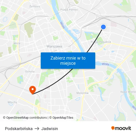 Podskarbińska to Jadwisin map