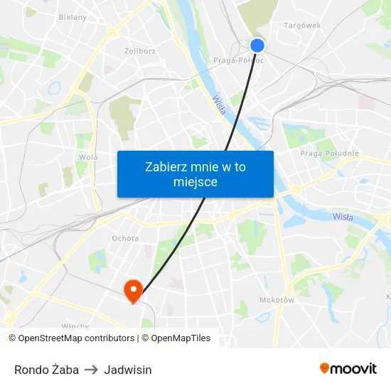 Rondo Żaba to Jadwisin map