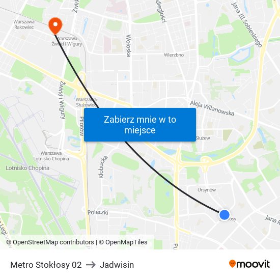 Metro Stokłosy to Jadwisin map