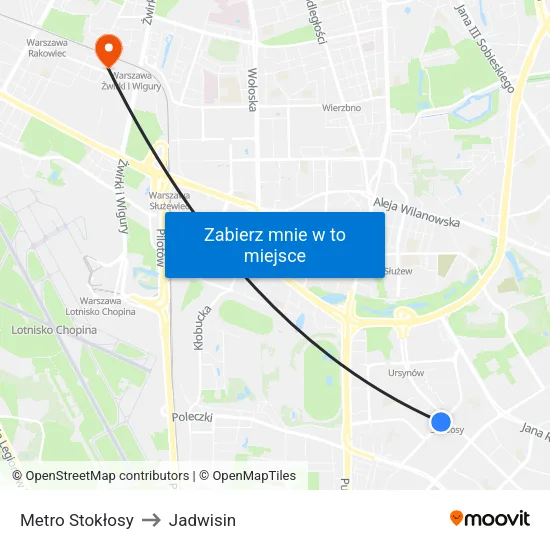 Metro Stokłosy to Jadwisin map