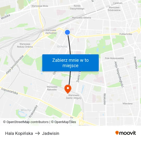 Hala Kopińska to Jadwisin map