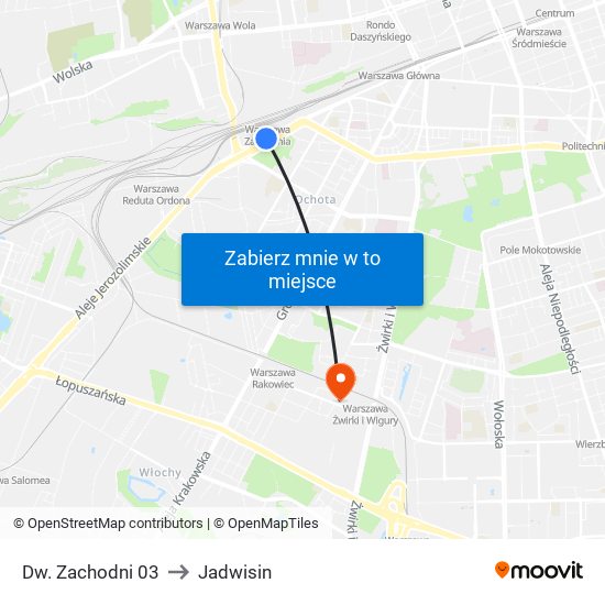 Dw. Zachodni 03 to Jadwisin map