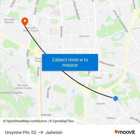 Ursynów Płn. 02 to Jadwisin map