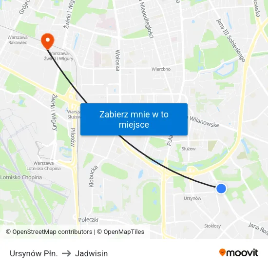 Ursynów Płn. to Jadwisin map