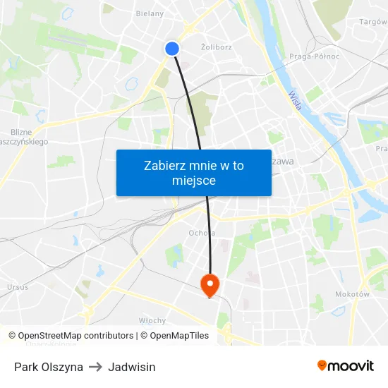 Park Olszyna to Jadwisin map