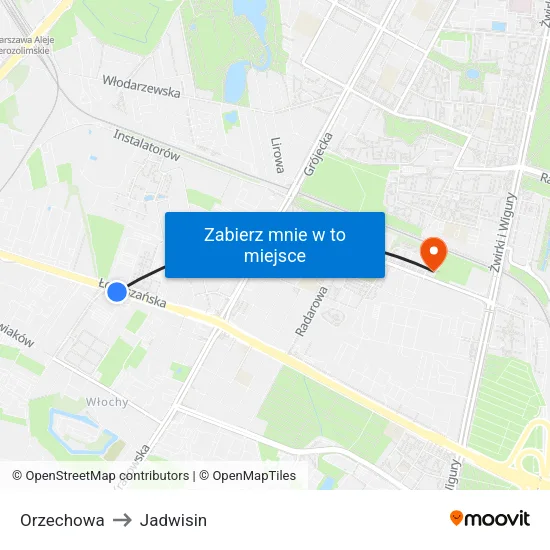 Orzechowa to Jadwisin map