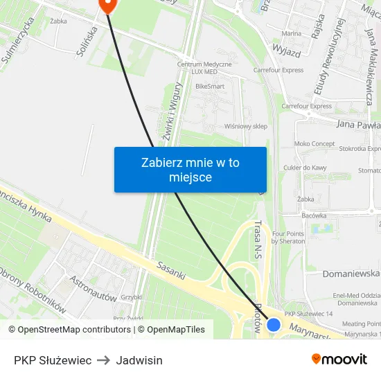 PKP Służewiec to Jadwisin map