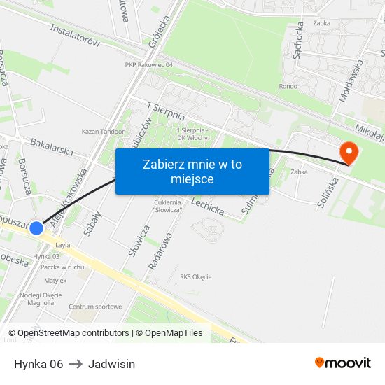 Hynka to Jadwisin map