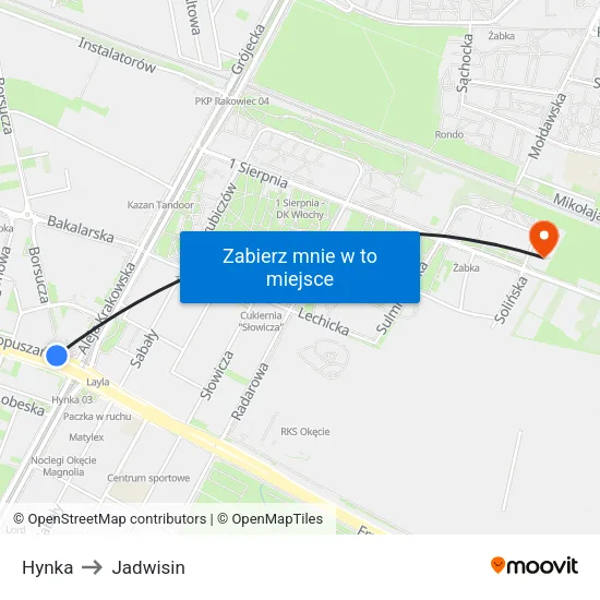 Hynka to Jadwisin map