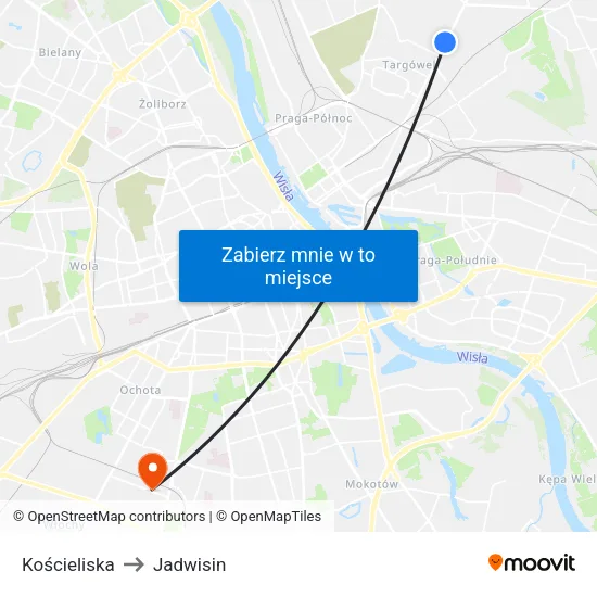 Kościeliska to Jadwisin map