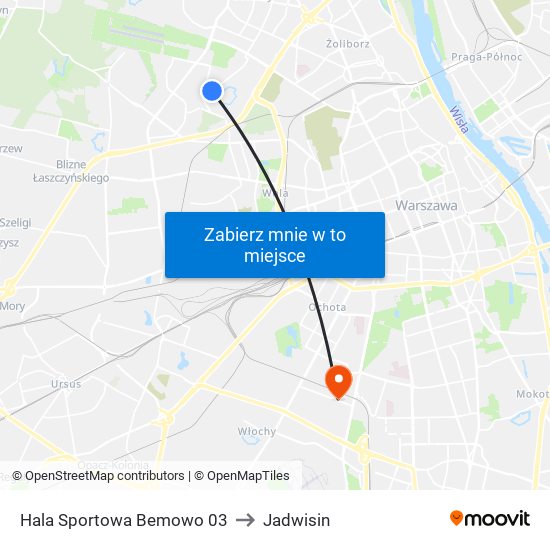 Hala Sportowa Bemowo 03 to Jadwisin map