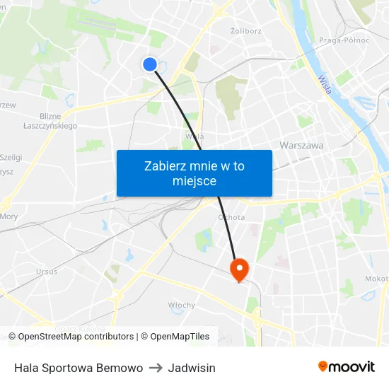 Hala Sportowa Bemowo to Jadwisin map