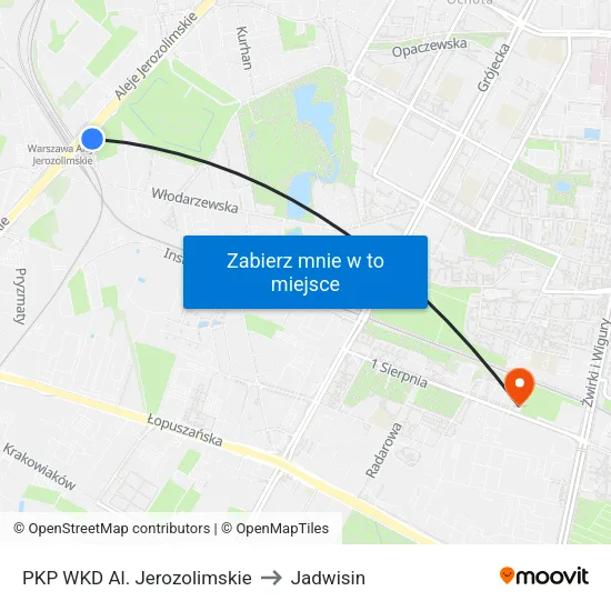 PKP WKD Al. Jerozolimskie to Jadwisin map
