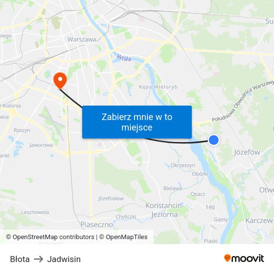 Błota to Jadwisin map