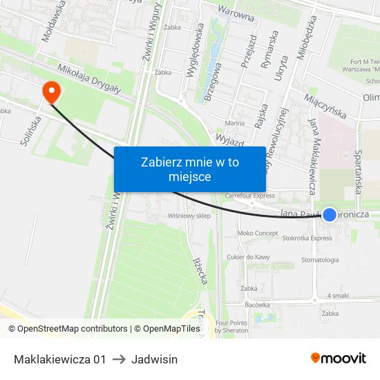 Maklakiewicza to Jadwisin map