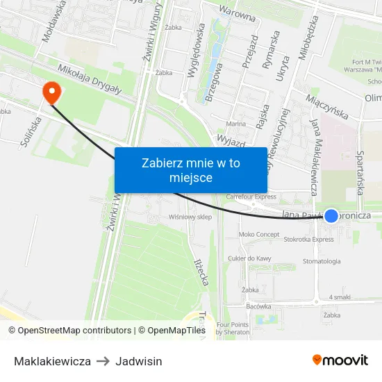 Maklakiewicza to Jadwisin map