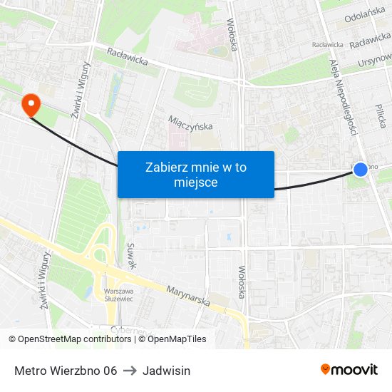 Metro Wierzbno 06 to Jadwisin map