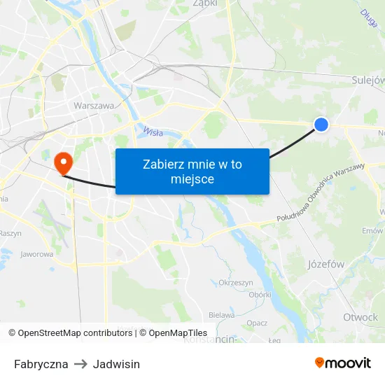 Fabryczna to Jadwisin map