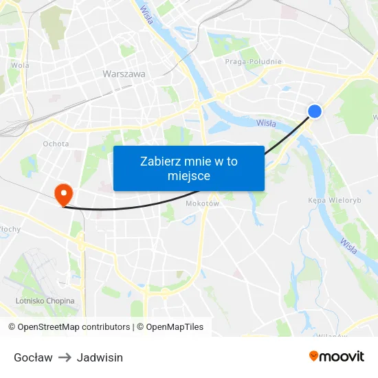 Gocław to Jadwisin map