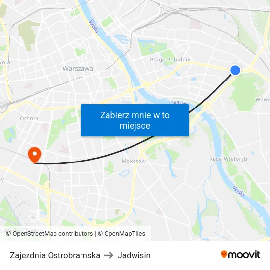 Zajezdnia Ostrobramska to Jadwisin map