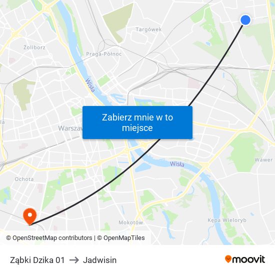 Ząbki Dzika 01 to Jadwisin map