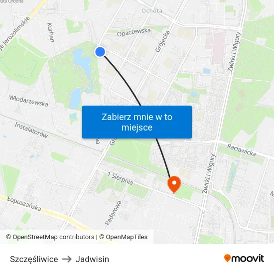 Szczęśliwice to Jadwisin map
