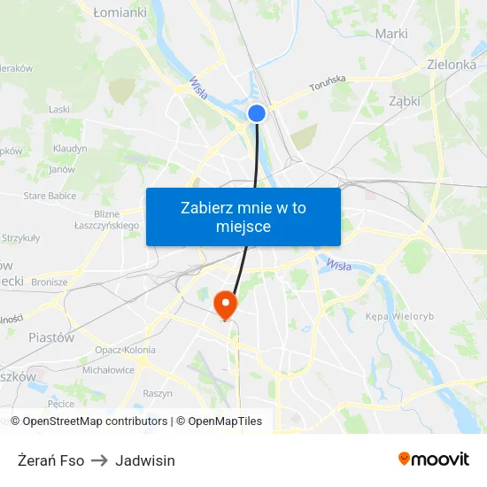 Żerań Fso to Jadwisin map
