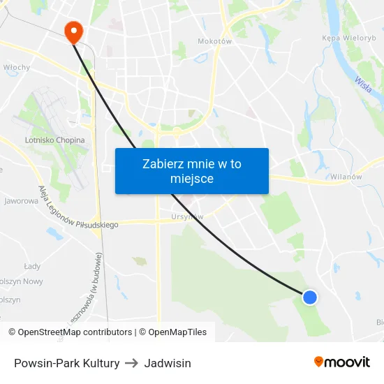 Powsin - Park Kultury to Jadwisin map