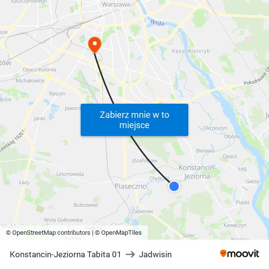 Konstancin-Jeziorna Tabita 01 to Jadwisin map