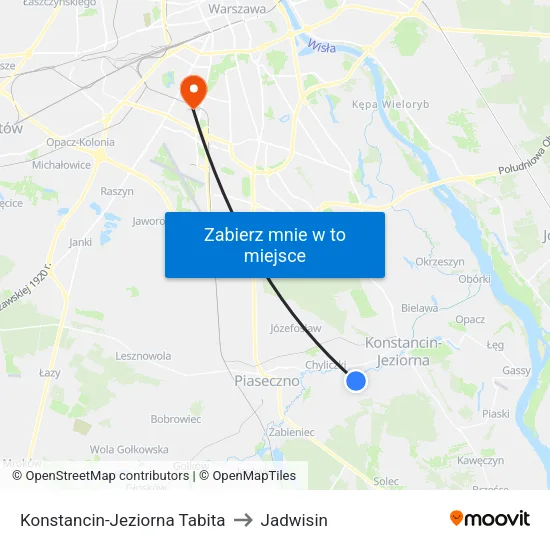 Konstancin-Jeziorna Tabita to Jadwisin map